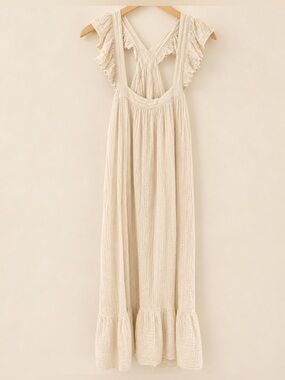 9 Seed Gauze Ruffle Midi Dress M